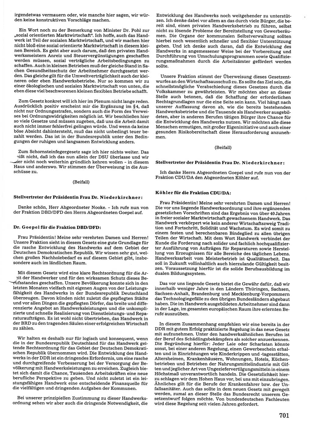 Tagungen der Volkskammer (VK) der Deutschen Demokratischen Republik (DDR), 10. Wahlperiode 1990, Seite 701 (VK. DDR 10. WP. 1990, Prot. Tg. 1-38, 5.4.-2.10.1990, S. 701)