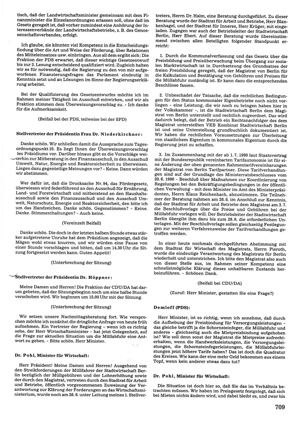 Tagungen der Volkskammer (VK) der Deutschen Demokratischen Republik (DDR), 10. Wahlperiode 1990, Seite 709 (VK. DDR 10. WP. 1990, Prot. Tg. 1-38, 5.4.-2.10.1990, S. 709)