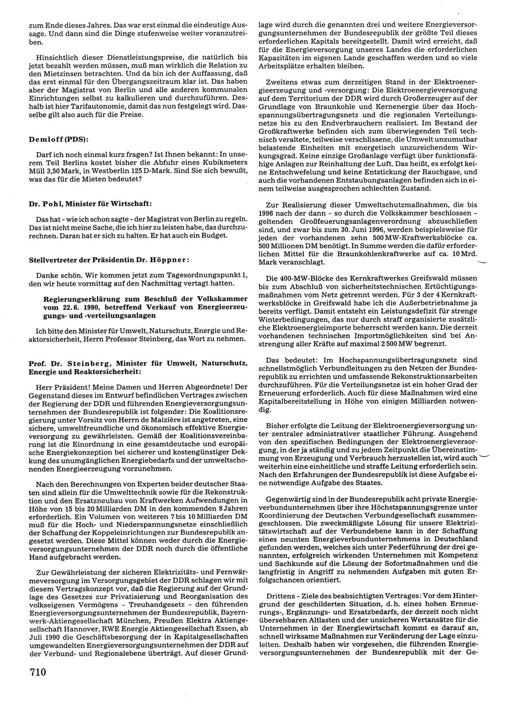Tagungen der Volkskammer (VK) der Deutschen Demokratischen Republik (DDR), 10. Wahlperiode 1990, Seite 710 (VK. DDR 10. WP. 1990, Prot. Tg. 1-38, 5.4.-2.10.1990, S. 710)