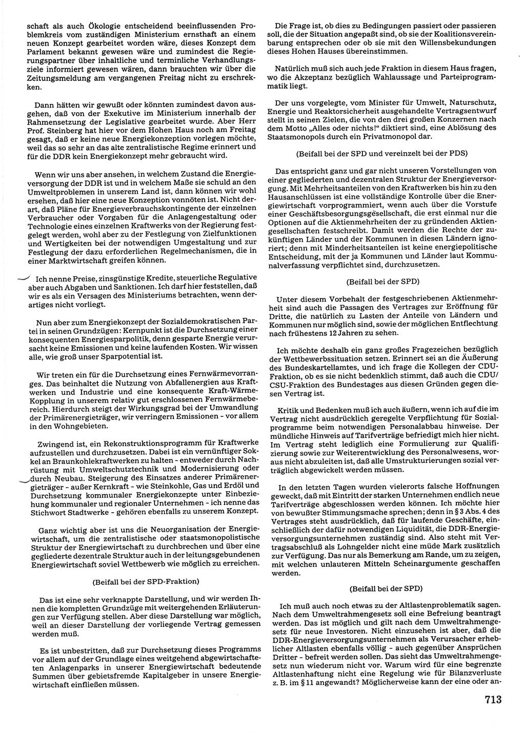 Tagungen der Volkskammer (VK) der Deutschen Demokratischen Republik (DDR), 10. Wahlperiode 1990, Seite 713 (VK. DDR 10. WP. 1990, Prot. Tg. 1-38, 5.4.-2.10.1990, S. 713)