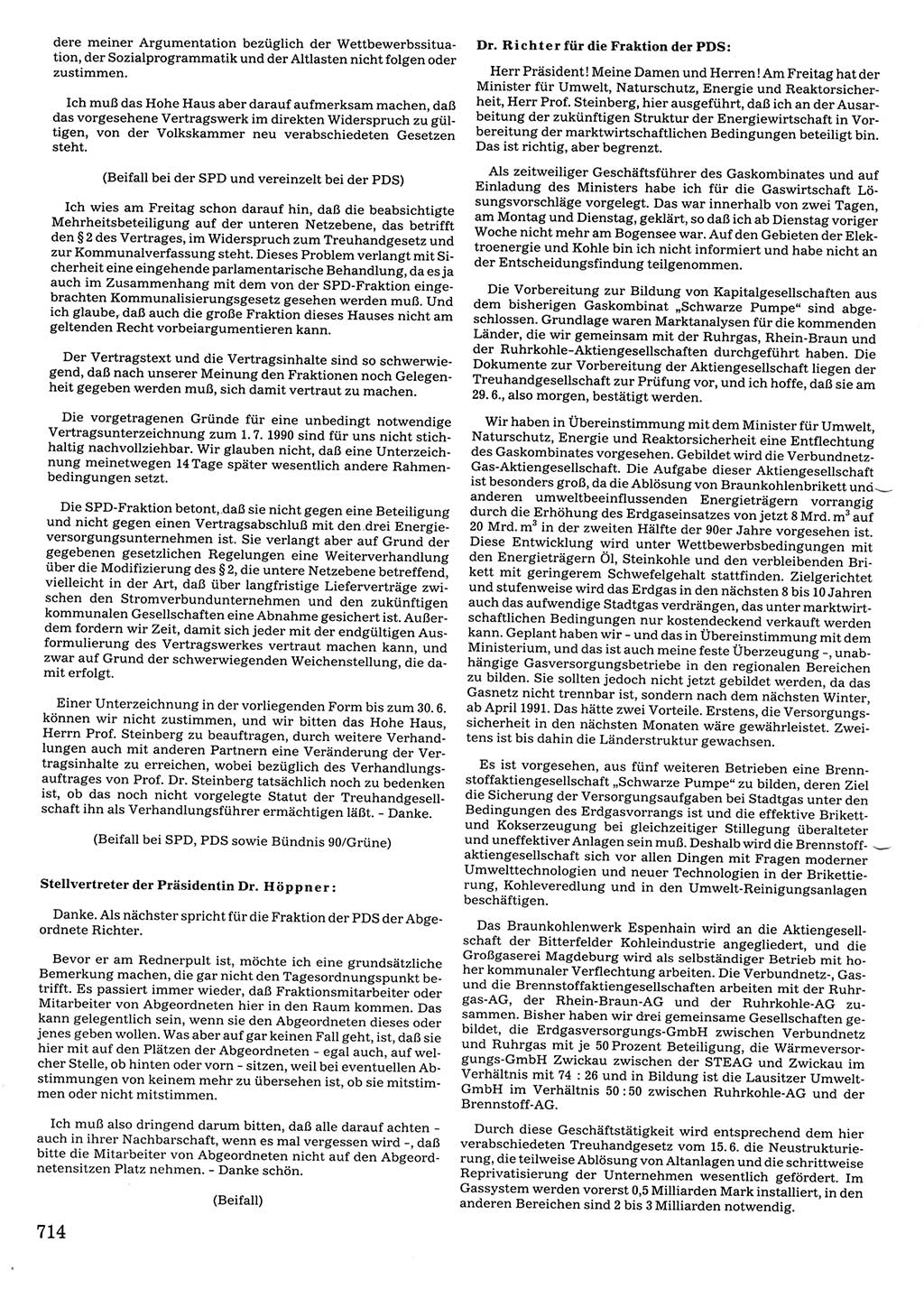 Tagungen der Volkskammer (VK) der Deutschen Demokratischen Republik (DDR), 10. Wahlperiode 1990, Seite 714 (VK. DDR 10. WP. 1990, Prot. Tg. 1-38, 5.4.-2.10.1990, S. 714)