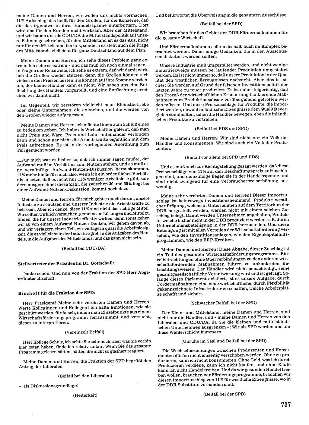 Tagungen der Volkskammer (VK) der Deutschen Demokratischen Republik (DDR), 10. Wahlperiode 1990, Seite 737 (VK. DDR 10. WP. 1990, Prot. Tg. 1-38, 5.4.-2.10.1990, S. 737)