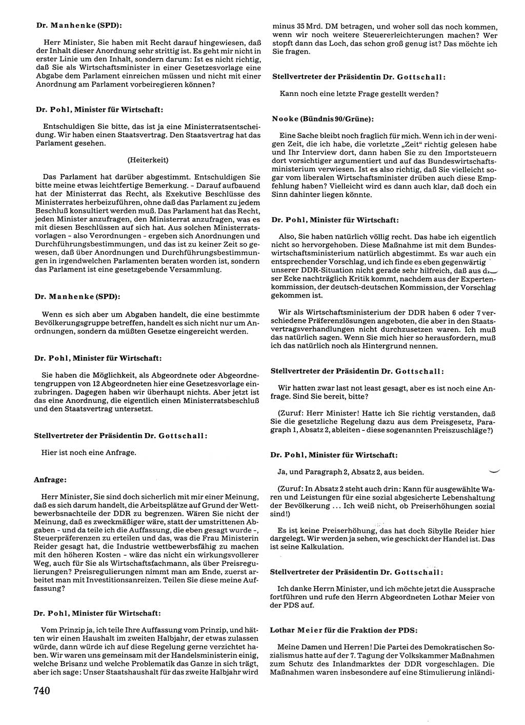 Tagungen der Volkskammer (VK) der Deutschen Demokratischen Republik (DDR), 10. Wahlperiode 1990, Seite 740 (VK. DDR 10. WP. 1990, Prot. Tg. 1-38, 5.4.-2.10.1990, S. 740)