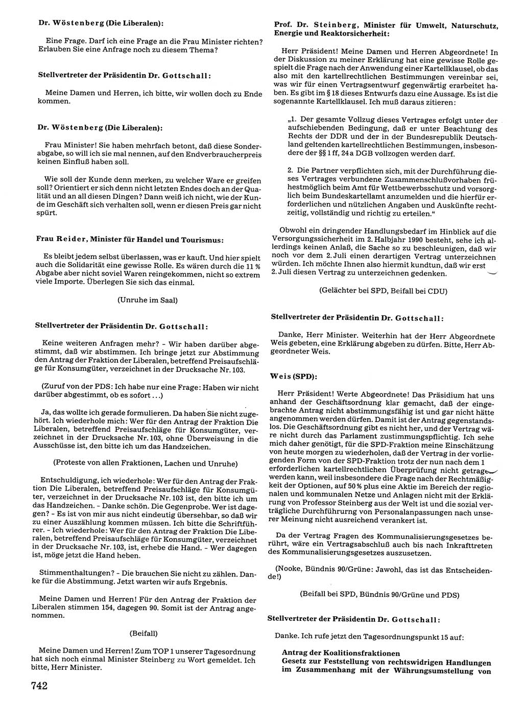 Tagungen der Volkskammer (VK) der Deutschen Demokratischen Republik (DDR), 10. Wahlperiode 1990, Seite 742 (VK. DDR 10. WP. 1990, Prot. Tg. 1-38, 5.4.-2.10.1990, S. 742)