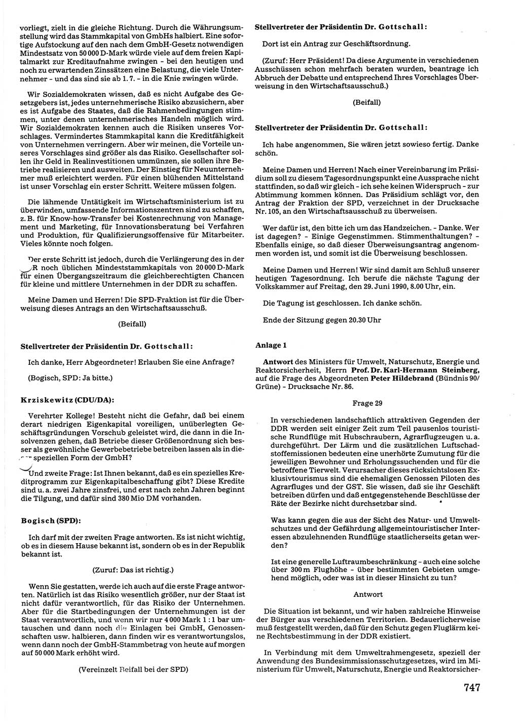Tagungen der Volkskammer (VK) der Deutschen Demokratischen Republik (DDR), 10. Wahlperiode 1990, Seite 747 (VK. DDR 10. WP. 1990, Prot. Tg. 1-38, 5.4.-2.10.1990, S. 747)