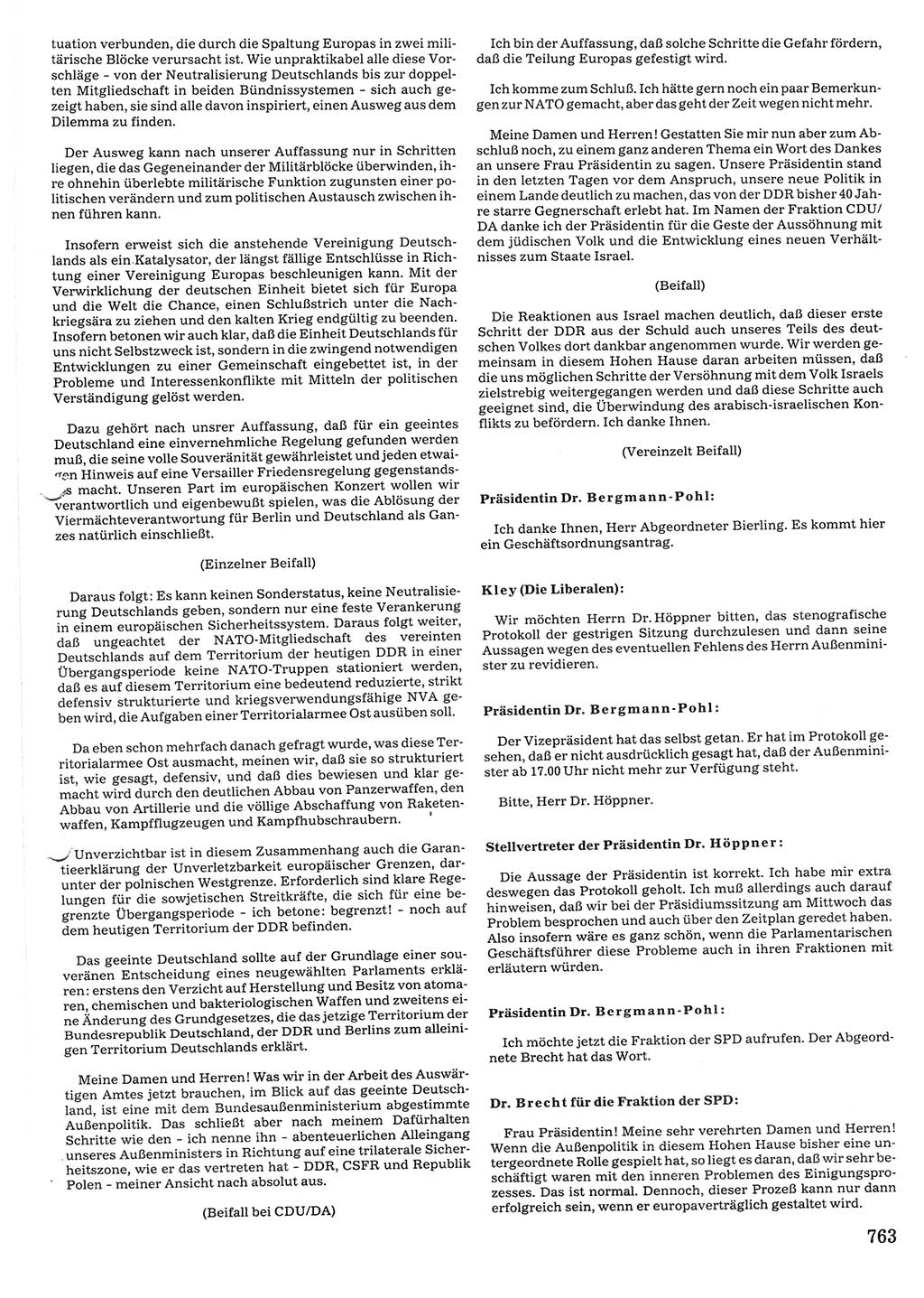 Tagungen der Volkskammer (VK) der Deutschen Demokratischen Republik (DDR), 10. Wahlperiode 1990, Seite 763 (VK. DDR 10. WP. 1990, Prot. Tg. 1-38, 5.4.-2.10.1990, S. 763)