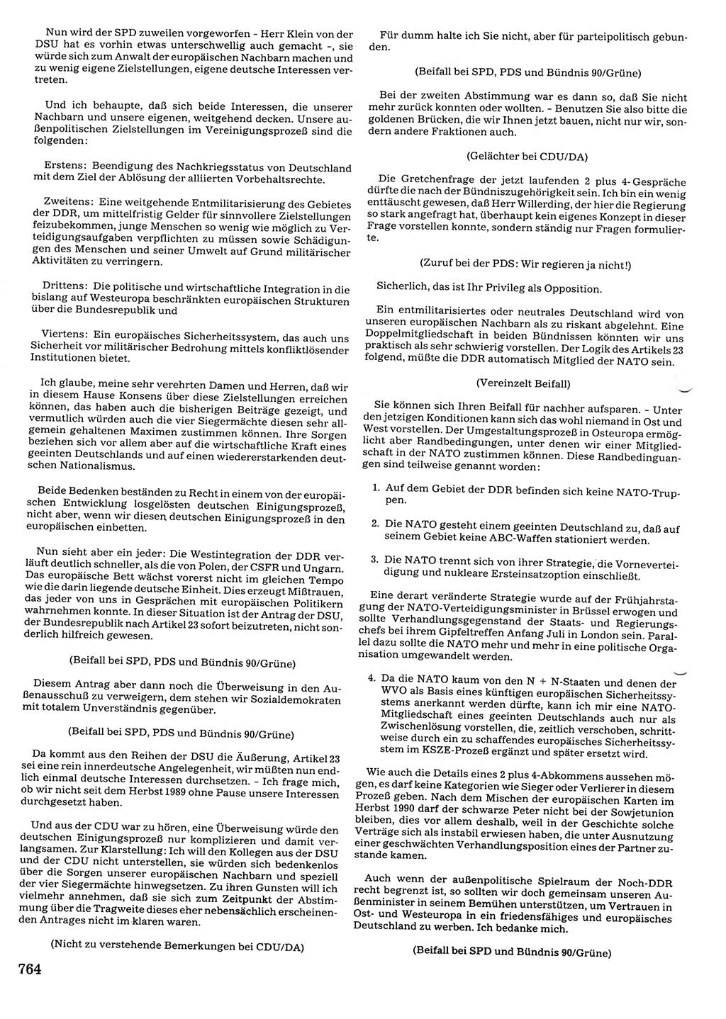 Tagungen der Volkskammer (VK) der Deutschen Demokratischen Republik (DDR), 10. Wahlperiode 1990, Seite 764 (VK. DDR 10. WP. 1990, Prot. Tg. 1-38, 5.4.-2.10.1990, S. 764)