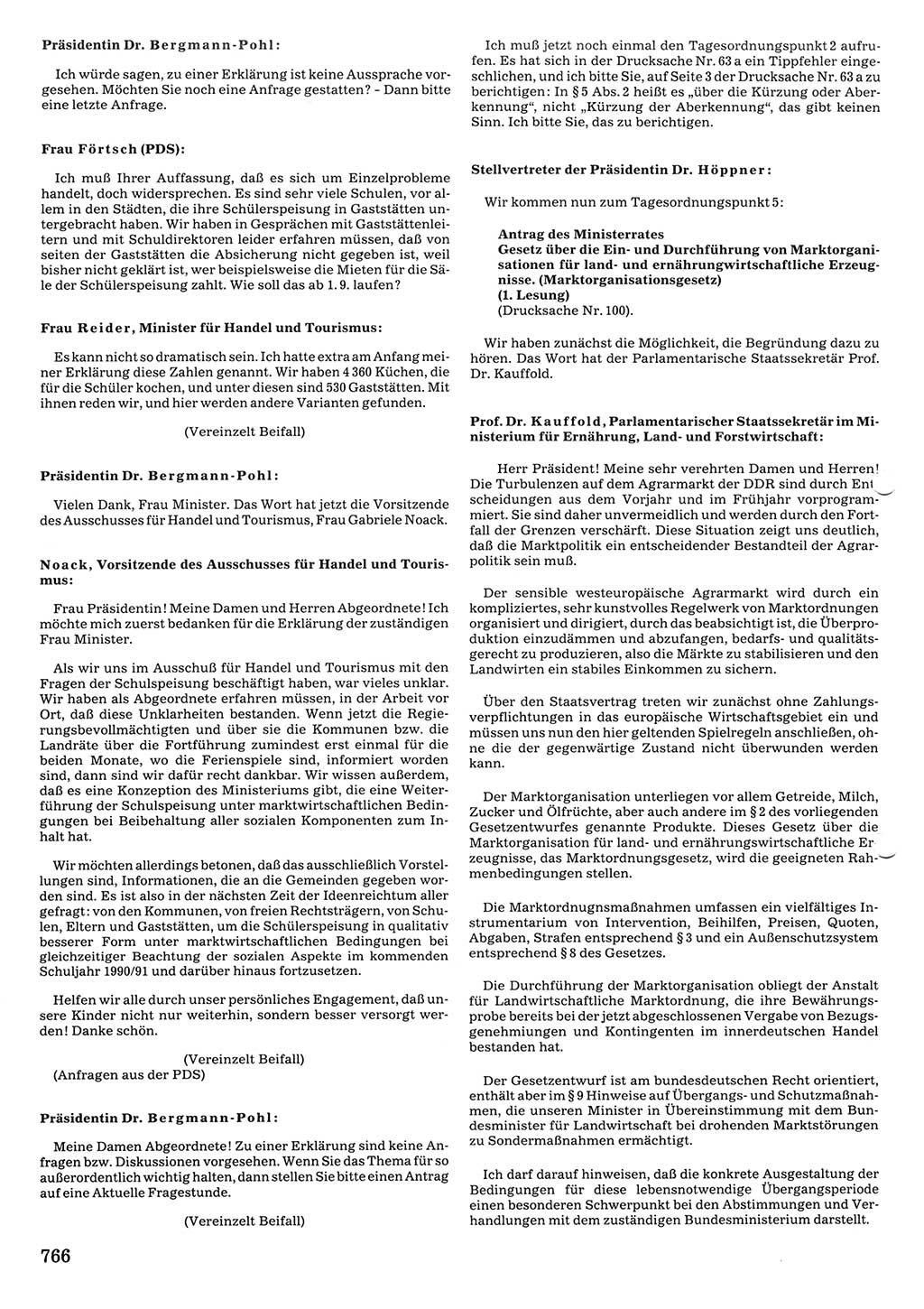 Tagungen der Volkskammer (VK) der Deutschen Demokratischen Republik (DDR), 10. Wahlperiode 1990, Seite 766 (VK. DDR 10. WP. 1990, Prot. Tg. 1-38, 5.4.-2.10.1990, S. 766)