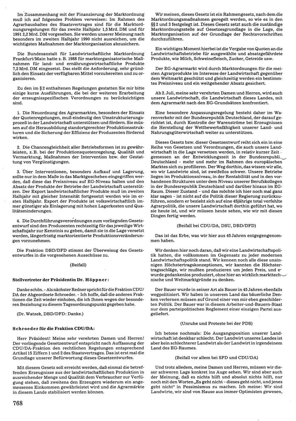 Tagungen der Volkskammer (VK) der Deutschen Demokratischen Republik (DDR), 10. Wahlperiode 1990, Seite 768 (VK. DDR 10. WP. 1990, Prot. Tg. 1-38, 5.4.-2.10.1990, S. 768)