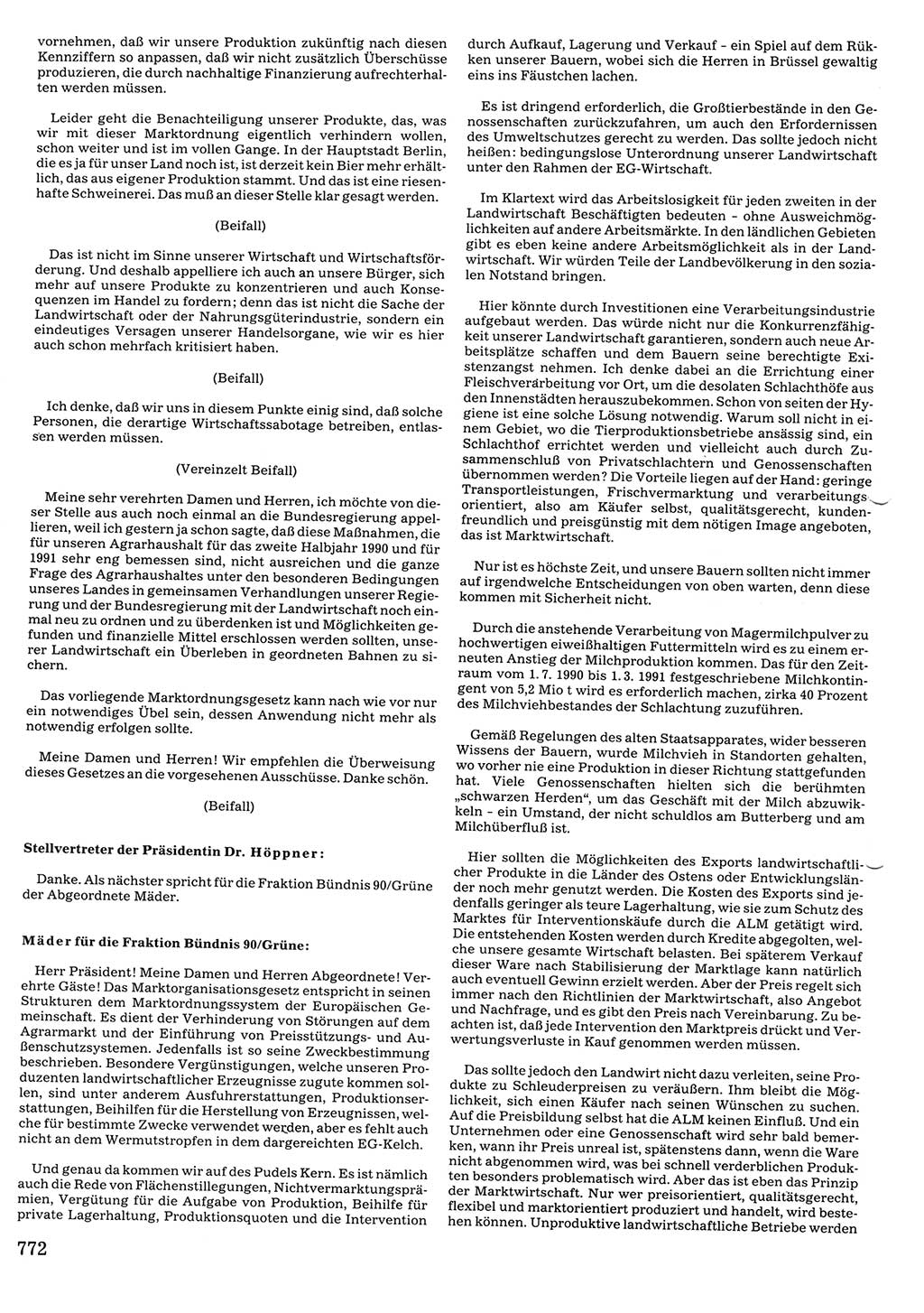 Tagungen der Volkskammer (VK) der Deutschen Demokratischen Republik (DDR), 10. Wahlperiode 1990, Seite 772 (VK. DDR 10. WP. 1990, Prot. Tg. 1-38, 5.4.-2.10.1990, S. 772)