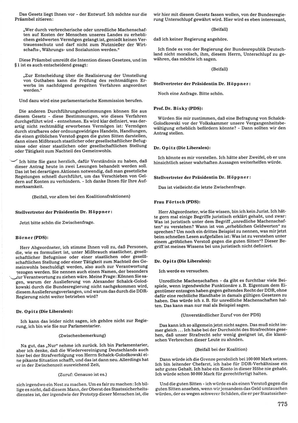 Tagungen der Volkskammer (VK) der Deutschen Demokratischen Republik (DDR), 10. Wahlperiode 1990, Seite 775 (VK. DDR 10. WP. 1990, Prot. Tg. 1-38, 5.4.-2.10.1990, S. 775)