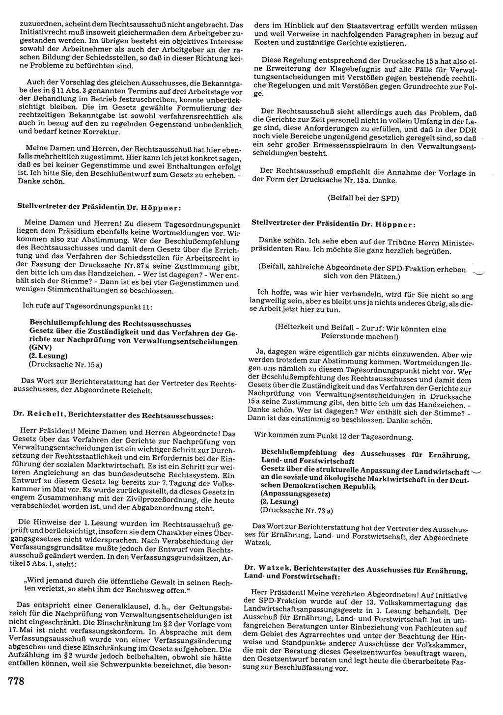 Tagungen der Volkskammer (VK) der Deutschen Demokratischen Republik (DDR), 10. Wahlperiode 1990, Seite 778 (VK. DDR 10. WP. 1990, Prot. Tg. 1-38, 5.4.-2.10.1990, S. 778)