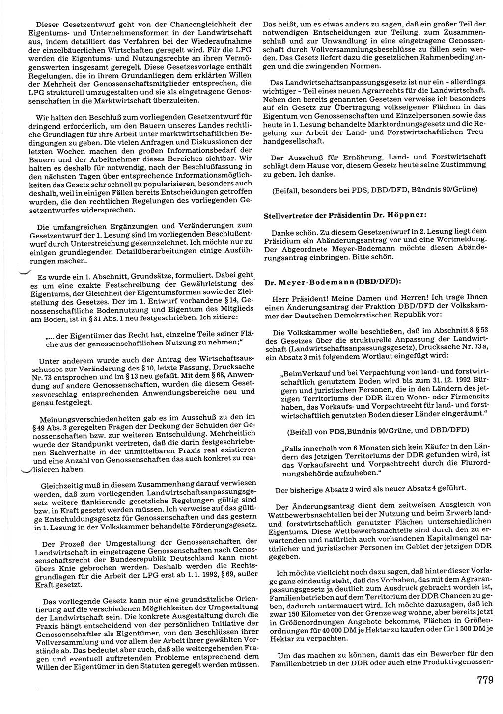 Tagungen der Volkskammer (VK) der Deutschen Demokratischen Republik (DDR), 10. Wahlperiode 1990, Seite 779 (VK. DDR 10. WP. 1990, Prot. Tg. 1-38, 5.4.-2.10.1990, S. 779)