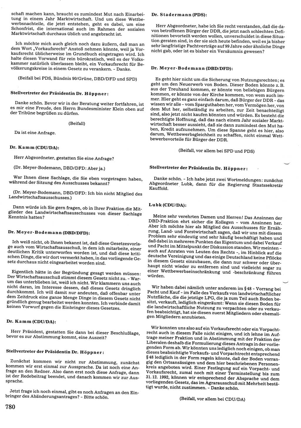 Tagungen der Volkskammer (VK) der Deutschen Demokratischen Republik (DDR), 10. Wahlperiode 1990, Seite 780 (VK. DDR 10. WP. 1990, Prot. Tg. 1-38, 5.4.-2.10.1990, S. 780)