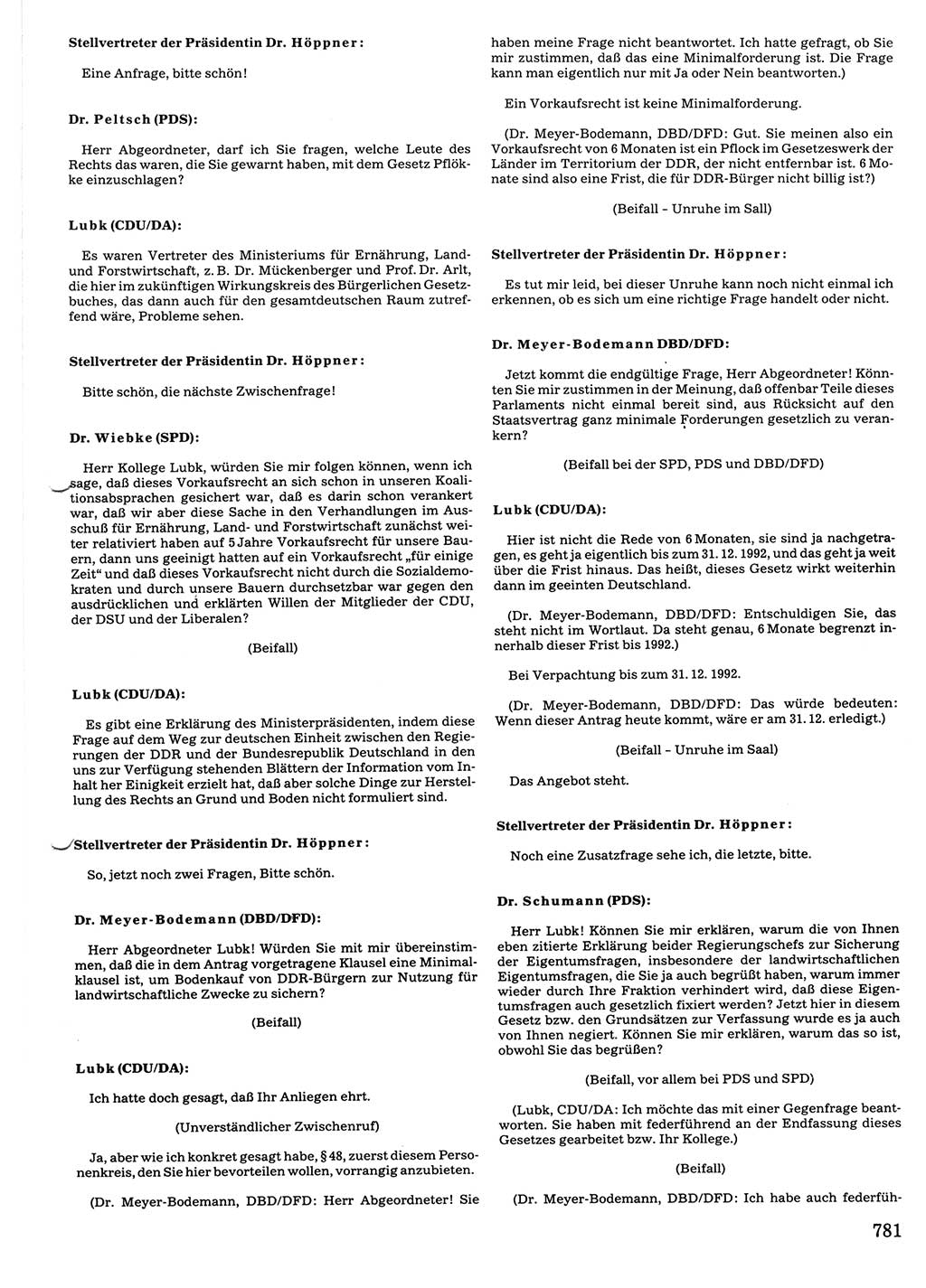 Tagungen der Volkskammer (VK) der Deutschen Demokratischen Republik (DDR), 10. Wahlperiode 1990, Seite 781 (VK. DDR 10. WP. 1990, Prot. Tg. 1-38, 5.4.-2.10.1990, S. 781)