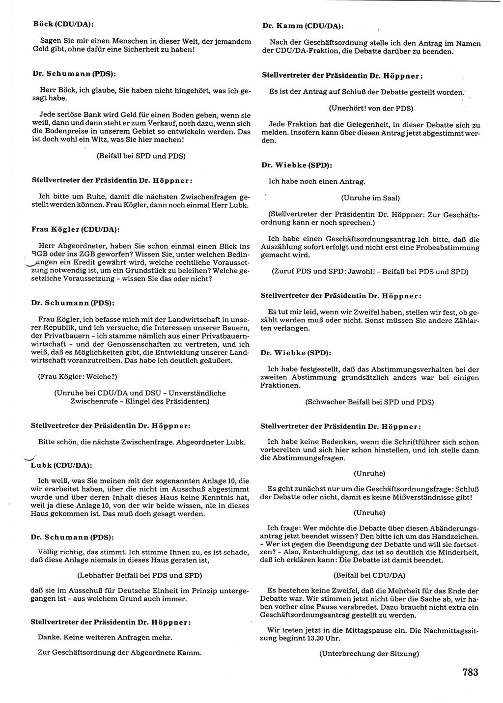 Tagungen der Volkskammer (VK) der Deutschen Demokratischen Republik (DDR), 10. Wahlperiode 1990, Seite 783 (VK. DDR 10. WP. 1990, Prot. Tg. 1-38, 5.4.-2.10.1990, S. 783)