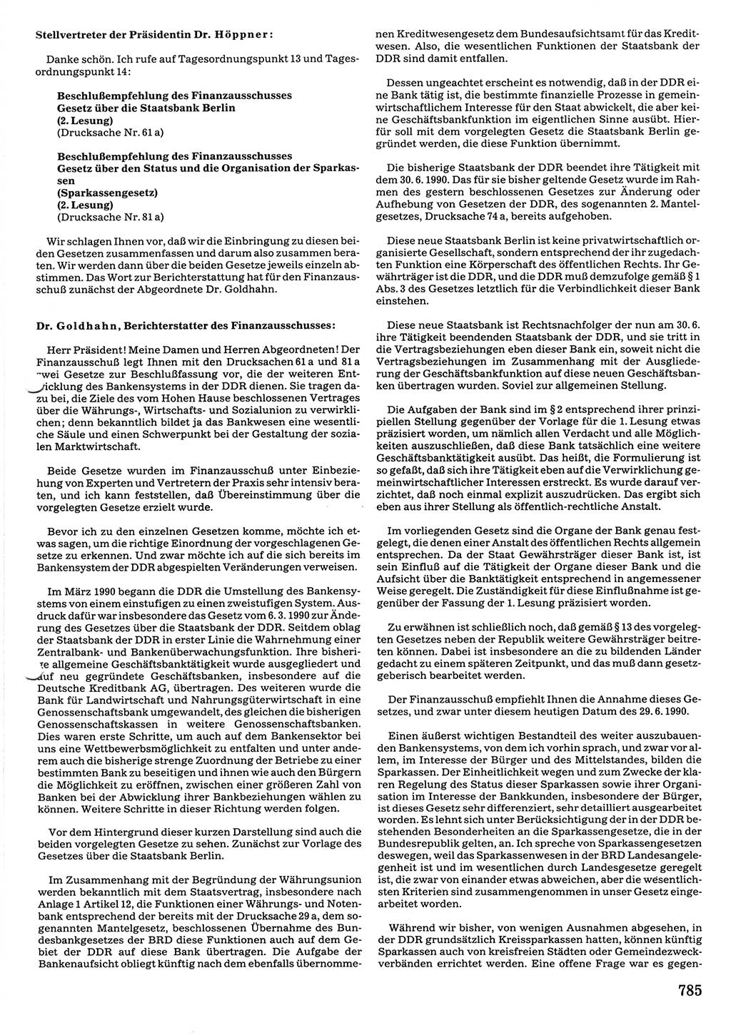 Tagungen der Volkskammer (VK) der Deutschen Demokratischen Republik (DDR), 10. Wahlperiode 1990, Seite 785 (VK. DDR 10. WP. 1990, Prot. Tg. 1-38, 5.4.-2.10.1990, S. 785)