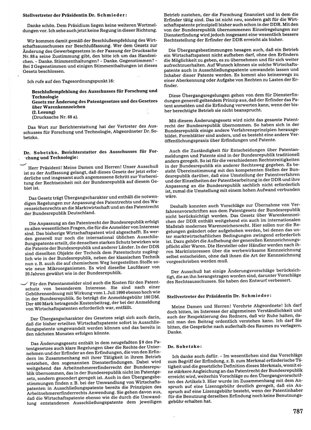 Tagungen der Volkskammer (VK) der Deutschen Demokratischen Republik (DDR), 10. Wahlperiode 1990, Seite 787 (VK. DDR 10. WP. 1990, Prot. Tg. 1-38, 5.4.-2.10.1990, S. 787)