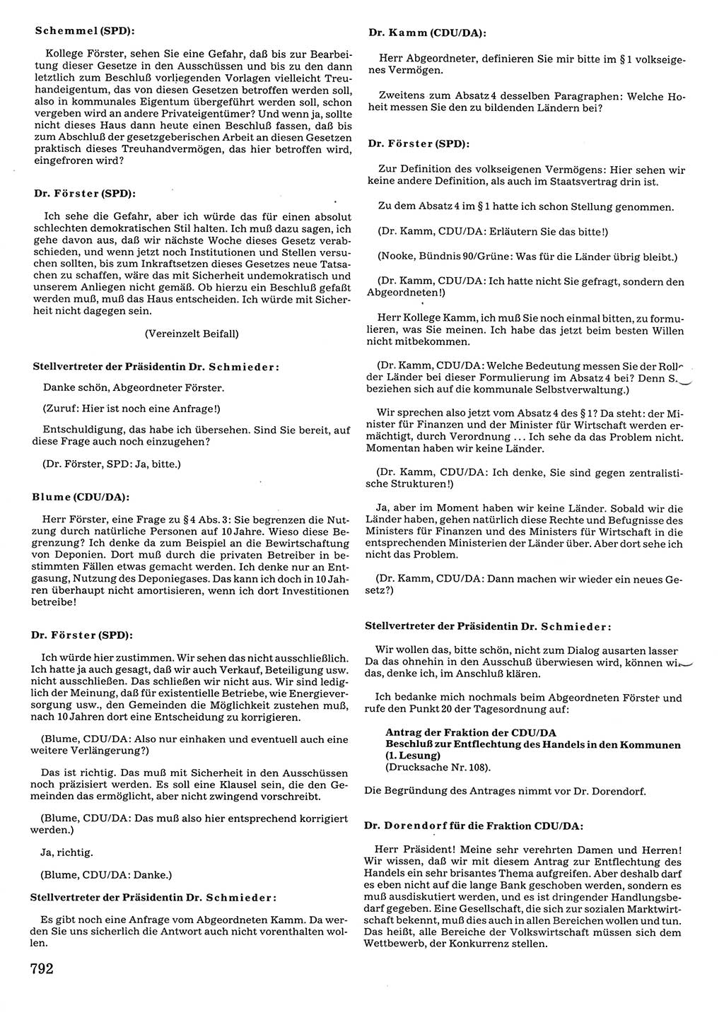 Tagungen der Volkskammer (VK) der Deutschen Demokratischen Republik (DDR), 10. Wahlperiode 1990, Seite 792 (VK. DDR 10. WP. 1990, Prot. Tg. 1-38, 5.4.-2.10.1990, S. 792)