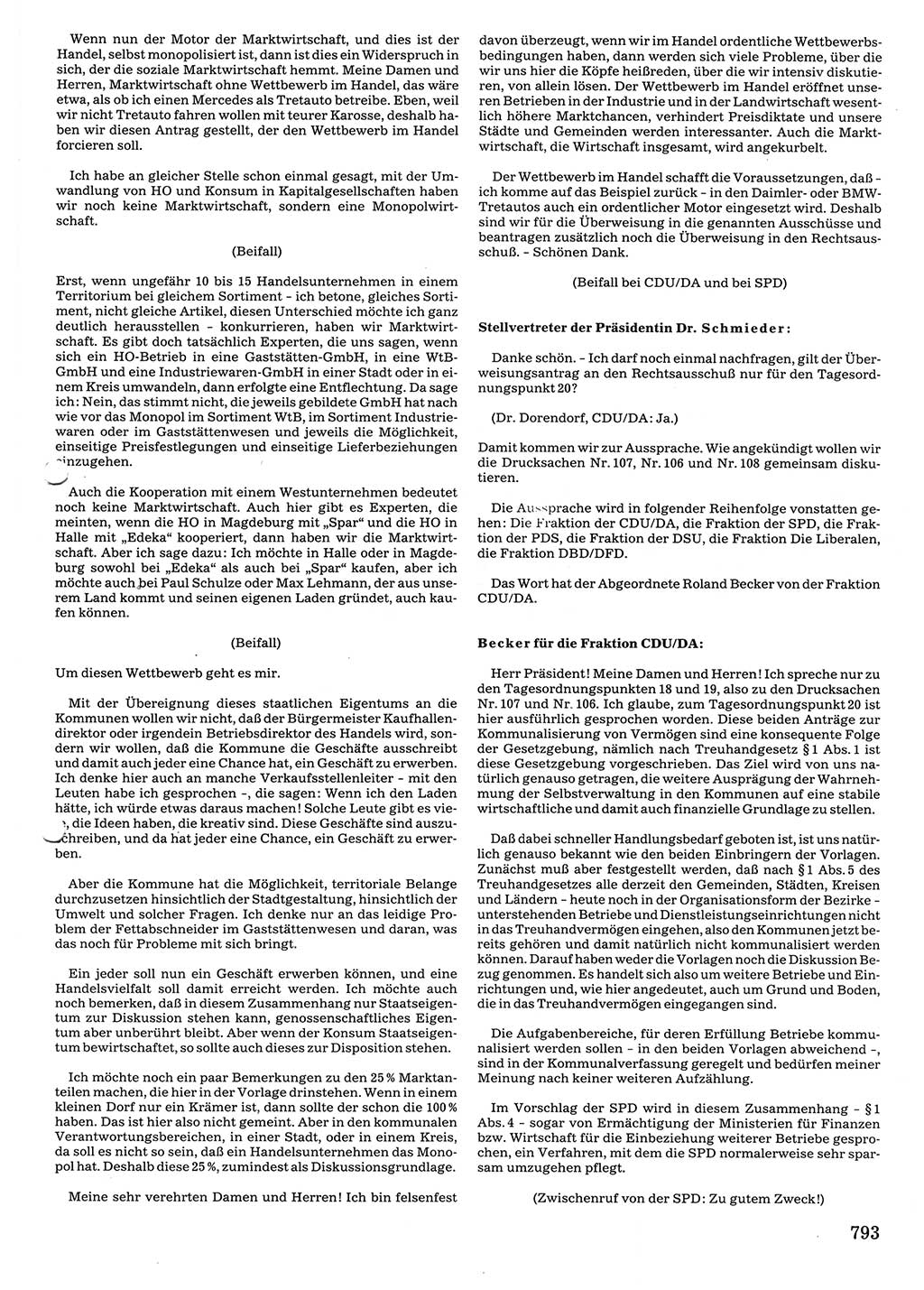 Tagungen der Volkskammer (VK) der Deutschen Demokratischen Republik (DDR), 10. Wahlperiode 1990, Seite 793 (VK. DDR 10. WP. 1990, Prot. Tg. 1-38, 5.4.-2.10.1990, S. 793)