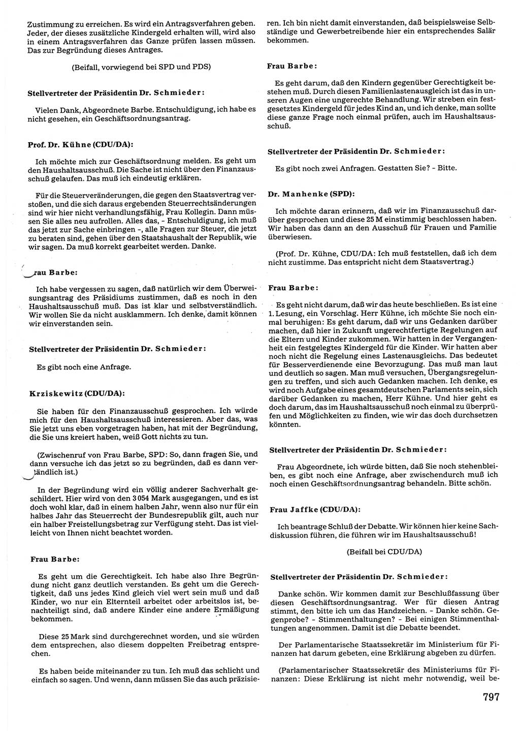 Tagungen der Volkskammer (VK) der Deutschen Demokratischen Republik (DDR), 10. Wahlperiode 1990, Seite 797 (VK. DDR 10. WP. 1990, Prot. Tg. 1-38, 5.4.-2.10.1990, S. 797)