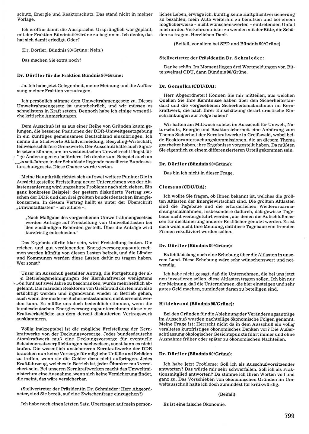 Tagungen der Volkskammer (VK) der Deutschen Demokratischen Republik (DDR), 10. Wahlperiode 1990, Seite 799 (VK. DDR 10. WP. 1990, Prot. Tg. 1-38, 5.4.-2.10.1990, S. 799)