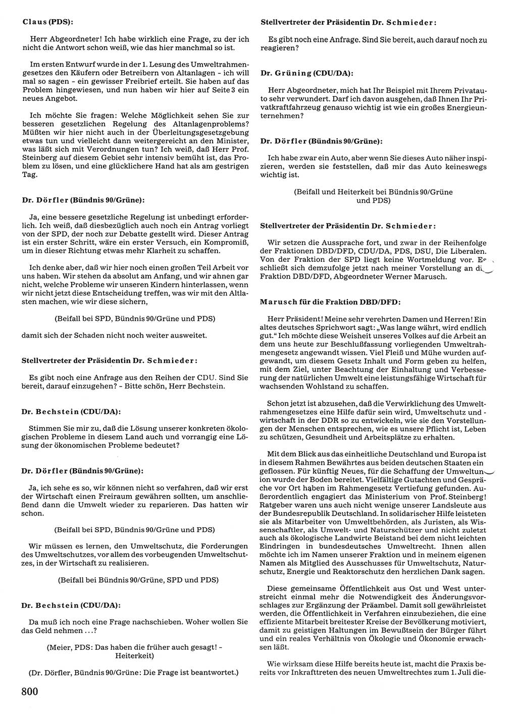 Tagungen der Volkskammer (VK) der Deutschen Demokratischen Republik (DDR), 10. Wahlperiode 1990, Seite 800 (VK. DDR 10. WP. 1990, Prot. Tg. 1-38, 5.4.-2.10.1990, S. 800)