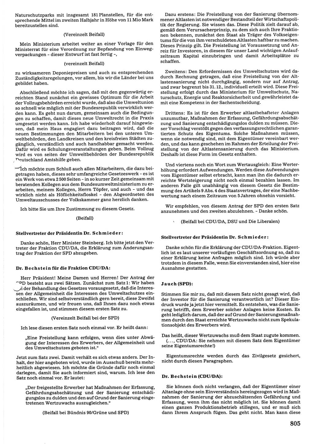 Tagungen der Volkskammer (VK) der Deutschen Demokratischen Republik (DDR), 10. Wahlperiode 1990, Seite 805 (VK. DDR 10. WP. 1990, Prot. Tg. 1-38, 5.4.-2.10.1990, S. 805)