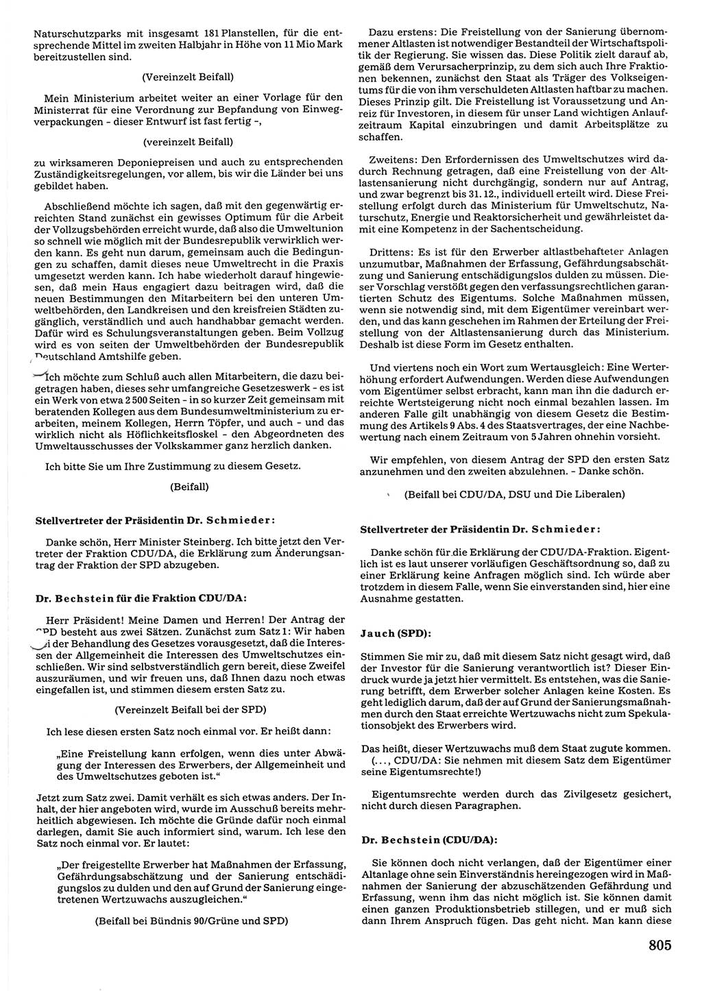 Tagungen der Volkskammer (VK) der Deutschen Demokratischen Republik (DDR), 10. Wahlperiode 1990, Seite 805 (VK. DDR 10. WP. 1990, Prot. Tg. 1-38, 5.4.-2.10.1990, S. 805)