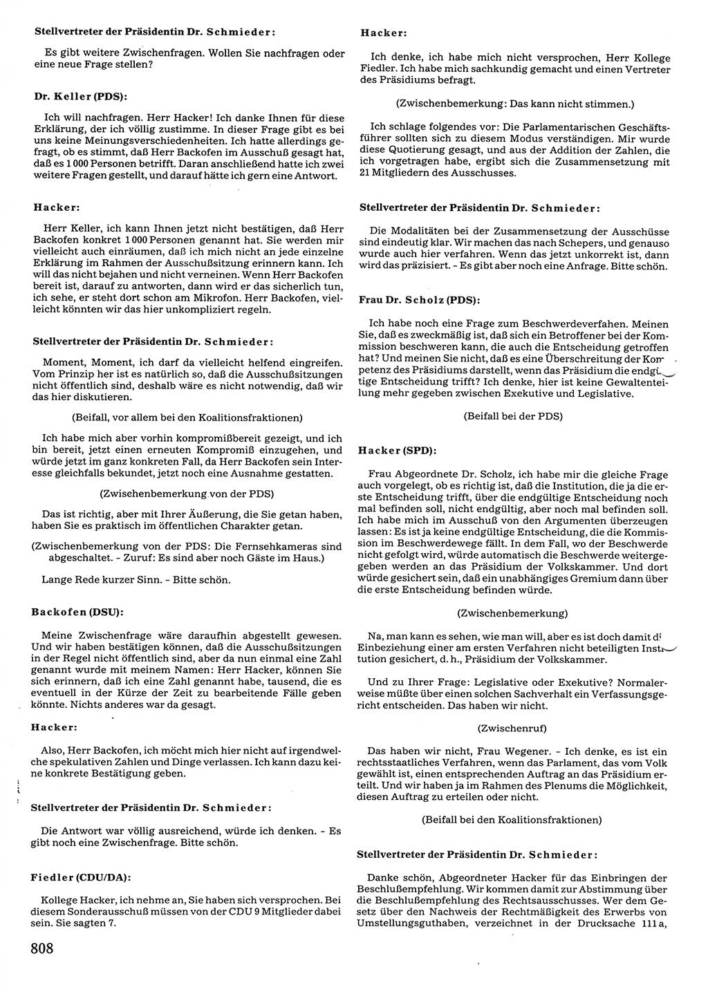 Tagungen der Volkskammer (VK) der Deutschen Demokratischen Republik (DDR), 10. Wahlperiode 1990, Seite 808 (VK. DDR 10. WP. 1990, Prot. Tg. 1-38, 5.4.-2.10.1990, S. 808)