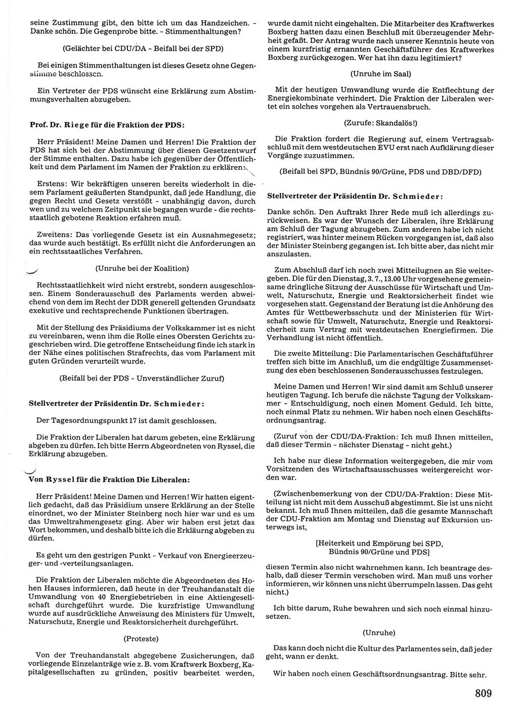 Tagungen der Volkskammer (VK) der Deutschen Demokratischen Republik (DDR), 10. Wahlperiode 1990, Seite 809 (VK. DDR 10. WP. 1990, Prot. Tg. 1-38, 5.4.-2.10.1990, S. 809)