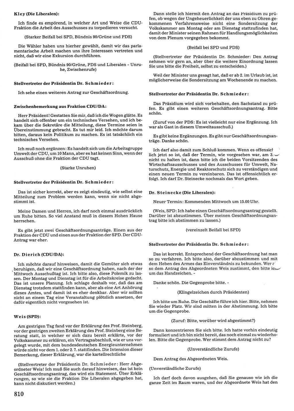 Tagungen der Volkskammer (VK) der Deutschen Demokratischen Republik (DDR), 10. Wahlperiode 1990, Seite 810 (VK. DDR 10. WP. 1990, Prot. Tg. 1-38, 5.4.-2.10.1990, S. 810)