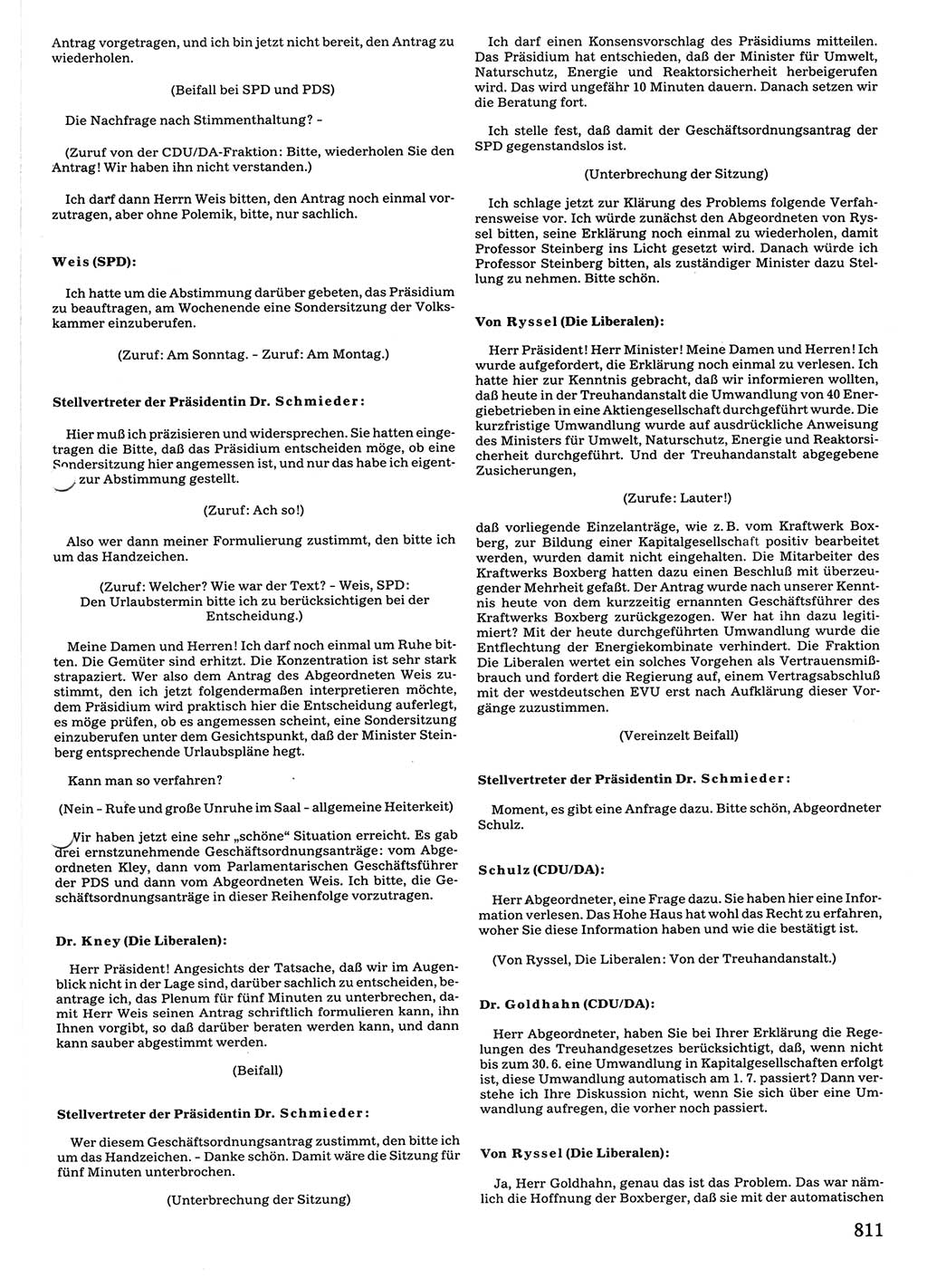 Tagungen der Volkskammer (VK) der Deutschen Demokratischen Republik (DDR), 10. Wahlperiode 1990, Seite 811 (VK. DDR 10. WP. 1990, Prot. Tg. 1-38, 5.4.-2.10.1990, S. 811)