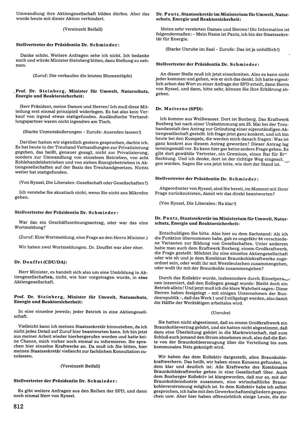 Tagungen der Volkskammer (VK) der Deutschen Demokratischen Republik (DDR), 10. Wahlperiode 1990, Seite 812 (VK. DDR 10. WP. 1990, Prot. Tg. 1-38, 5.4.-2.10.1990, S. 812)