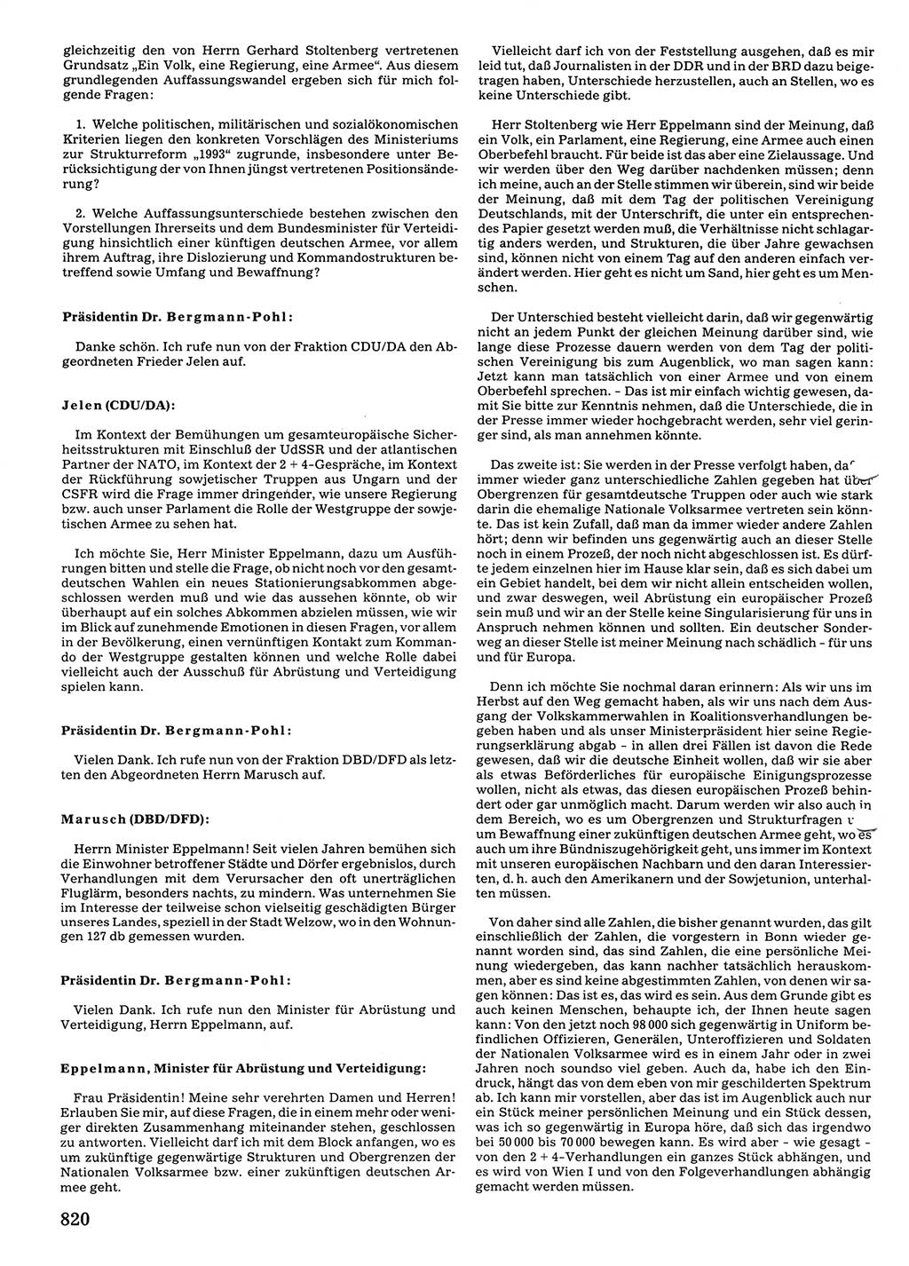 Tagungen der Volkskammer (VK) der Deutschen Demokratischen Republik (DDR), 10. Wahlperiode 1990, Seite 820 (VK. DDR 10. WP. 1990, Prot. Tg. 1-38, 5.4.-2.10.1990, S. 820)