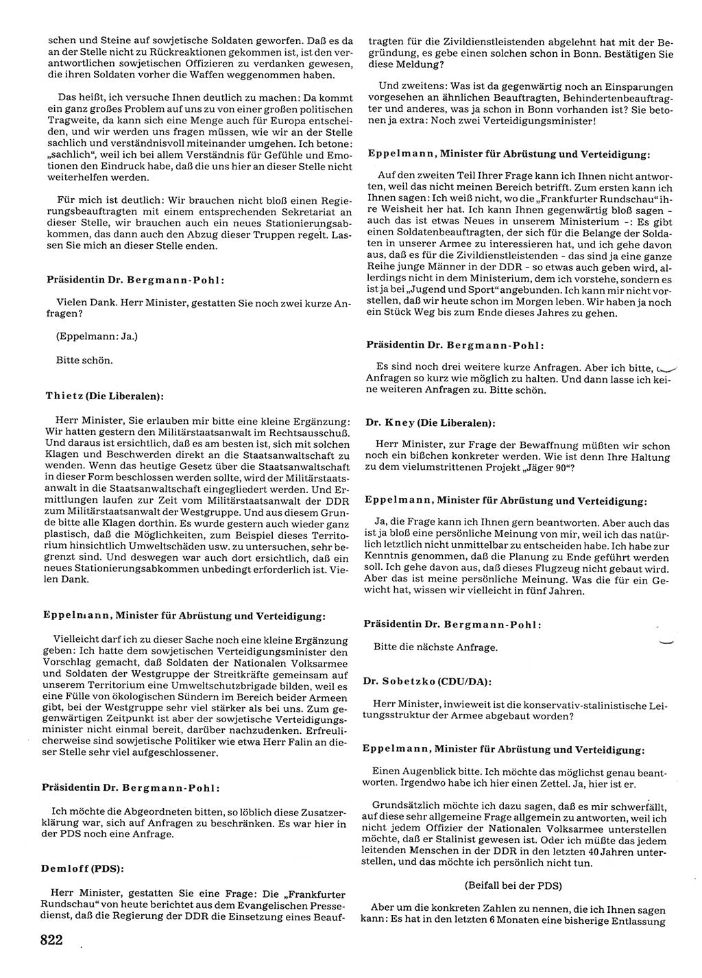 Tagungen der Volkskammer (VK) der Deutschen Demokratischen Republik (DDR), 10. Wahlperiode 1990, Seite 822 (VK. DDR 10. WP. 1990, Prot. Tg. 1-38, 5.4.-2.10.1990, S. 822)