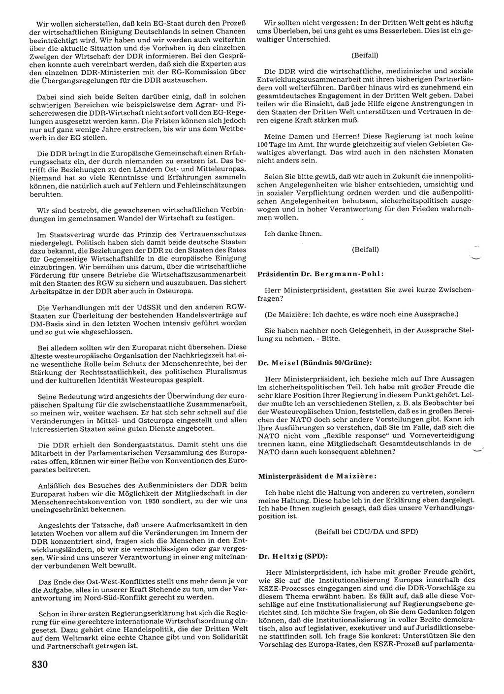 Tagungen der Volkskammer (VK) der Deutschen Demokratischen Republik (DDR), 10. Wahlperiode 1990, Seite 830 (VK. DDR 10. WP. 1990, Prot. Tg. 1-38, 5.4.-2.10.1990, S. 830)