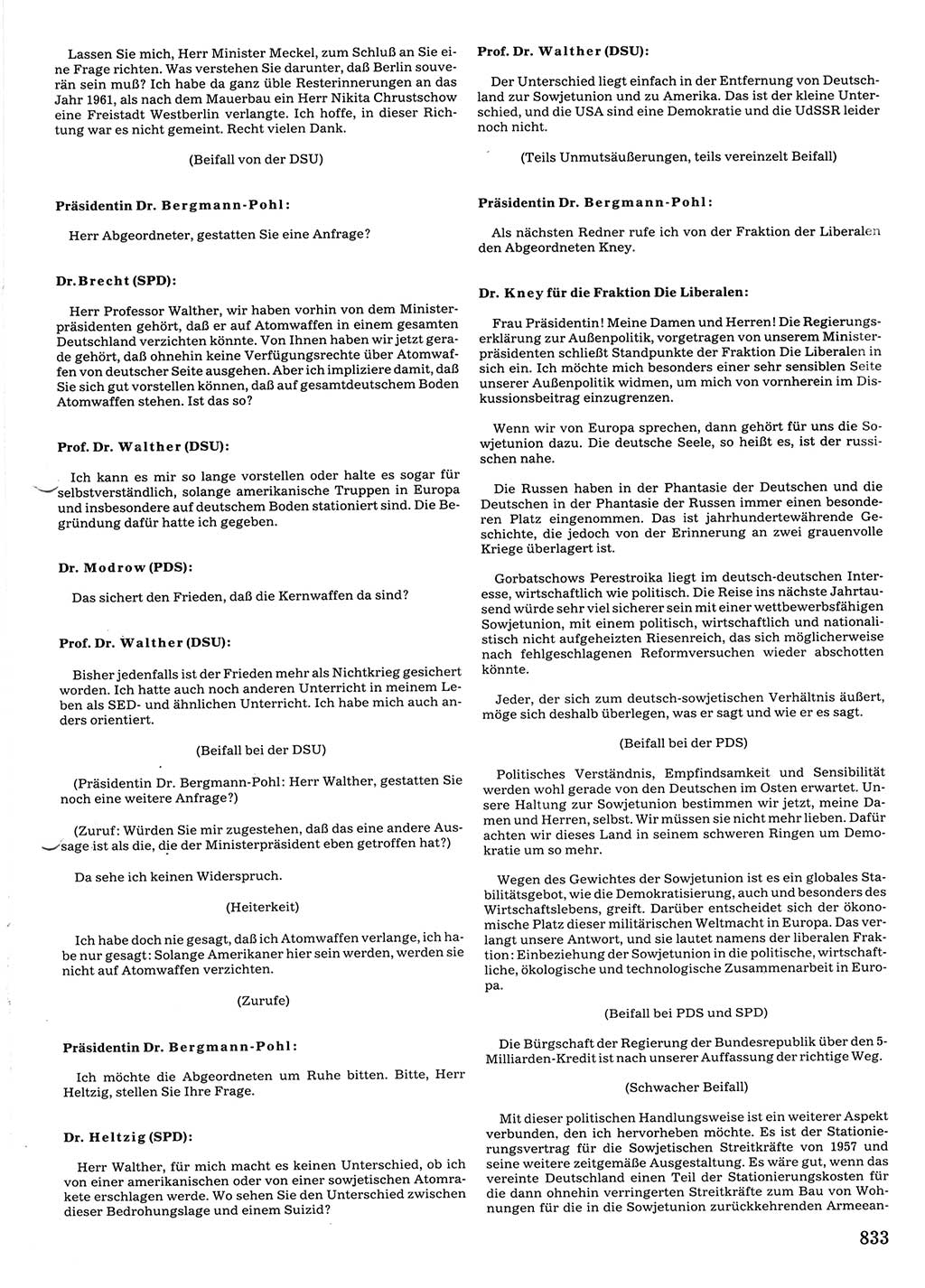 Tagungen der Volkskammer (VK) der Deutschen Demokratischen Republik (DDR), 10. Wahlperiode 1990, Seite 833 (VK. DDR 10. WP. 1990, Prot. Tg. 1-38, 5.4.-2.10.1990, S. 833)