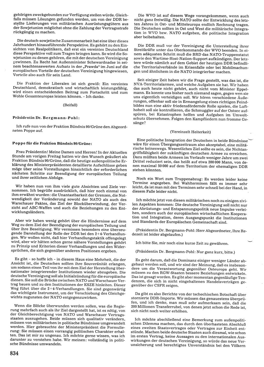 Tagungen der Volkskammer (VK) der Deutschen Demokratischen Republik (DDR), 10. Wahlperiode 1990, Seite 834 (VK. DDR 10. WP. 1990, Prot. Tg. 1-38, 5.4.-2.10.1990, S. 834)