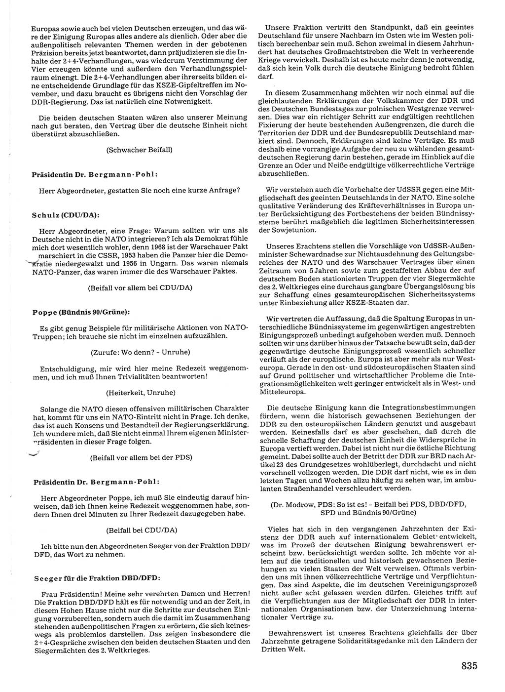 Tagungen der Volkskammer (VK) der Deutschen Demokratischen Republik (DDR), 10. Wahlperiode 1990, Seite 835 (VK. DDR 10. WP. 1990, Prot. Tg. 1-38, 5.4.-2.10.1990, S. 835)