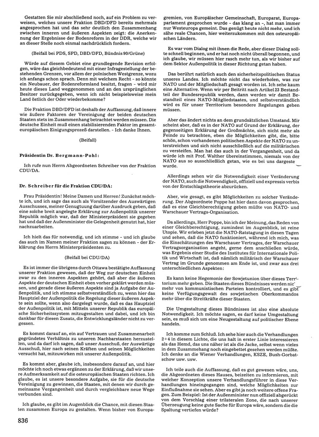 Tagungen der Volkskammer (VK) der Deutschen Demokratischen Republik (DDR), 10. Wahlperiode 1990, Seite 836 (VK. DDR 10. WP. 1990, Prot. Tg. 1-38, 5.4.-2.10.1990, S. 836)