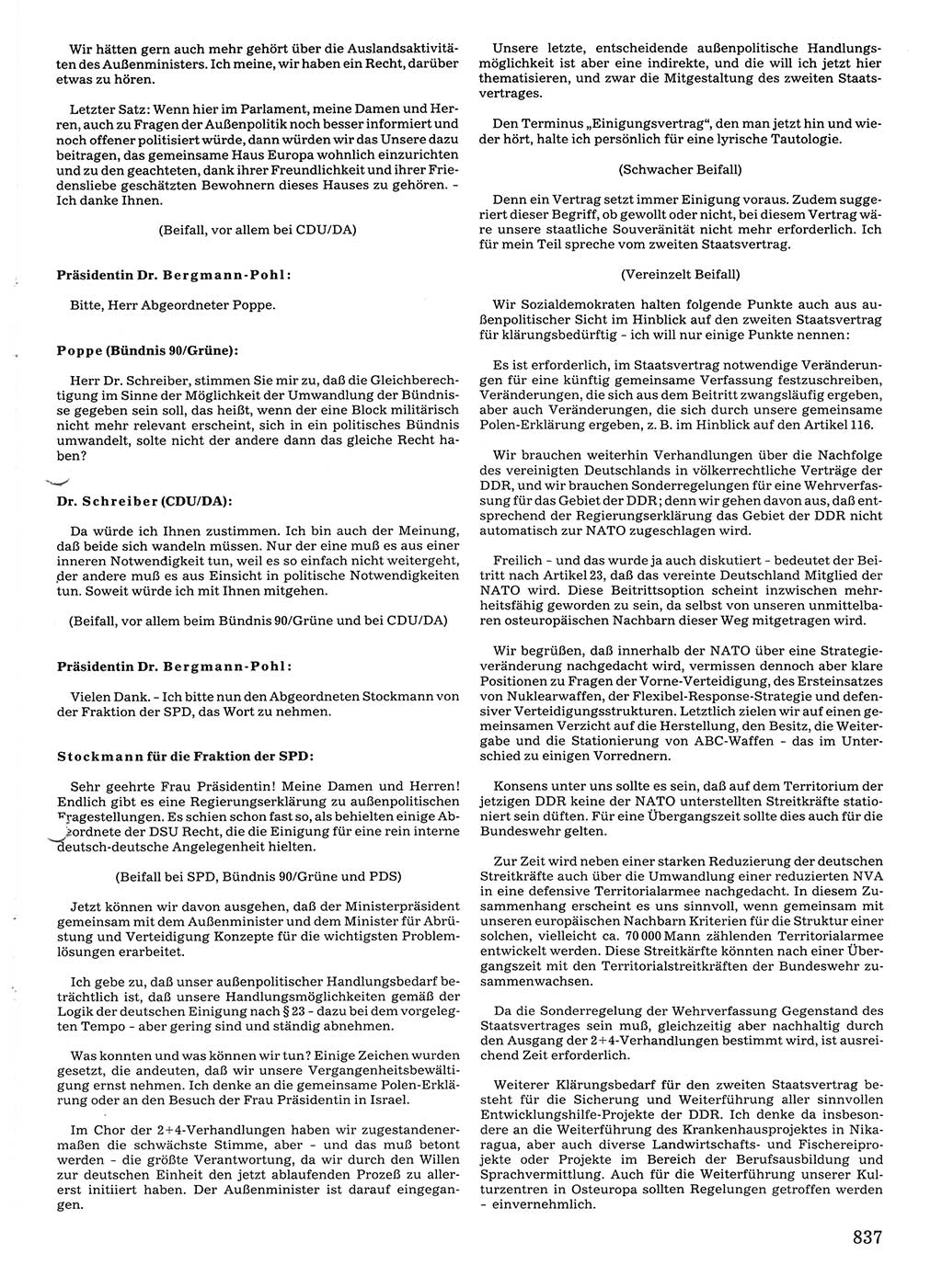 Tagungen der Volkskammer (VK) der Deutschen Demokratischen Republik (DDR), 10. Wahlperiode 1990, Seite 837 (VK. DDR 10. WP. 1990, Prot. Tg. 1-38, 5.4.-2.10.1990, S. 837)