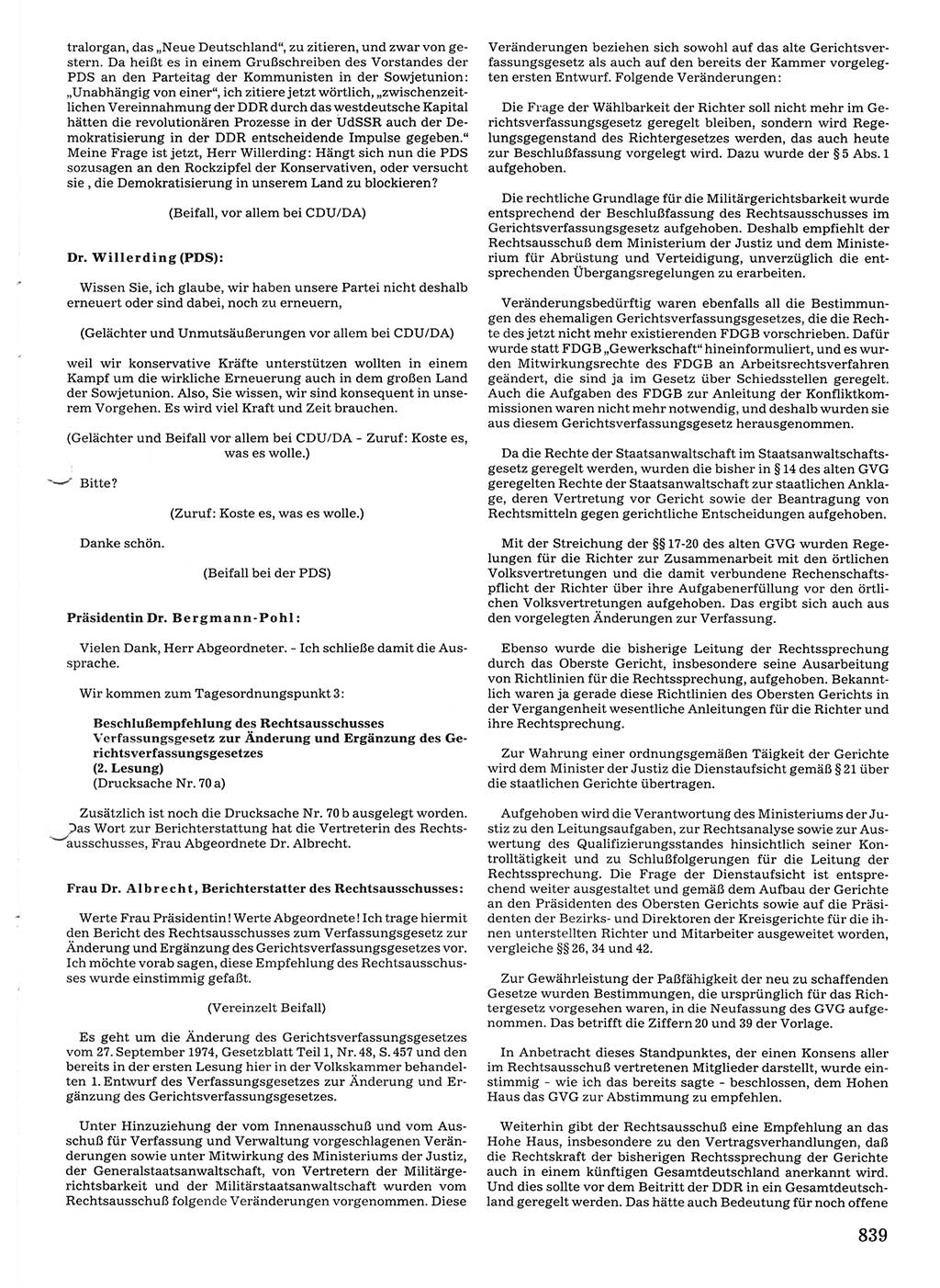 Tagungen der Volkskammer (VK) der Deutschen Demokratischen Republik (DDR), 10. Wahlperiode 1990, Seite 839 (VK. DDR 10. WP. 1990, Prot. Tg. 1-38, 5.4.-2.10.1990, S. 839)