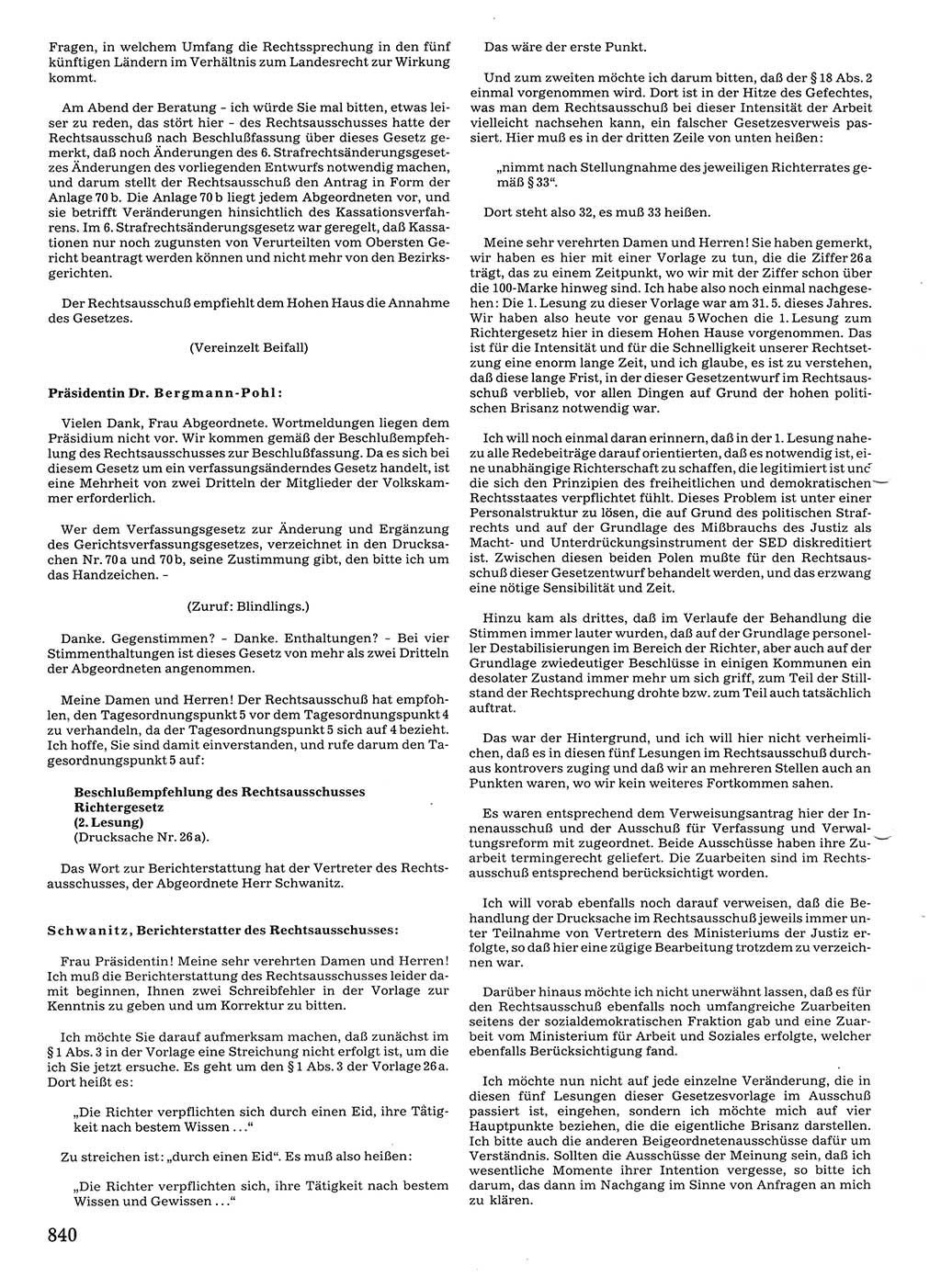 Tagungen der Volkskammer (VK) der Deutschen Demokratischen Republik (DDR), 10. Wahlperiode 1990, Seite 840 (VK. DDR 10. WP. 1990, Prot. Tg. 1-38, 5.4.-2.10.1990, S. 840)