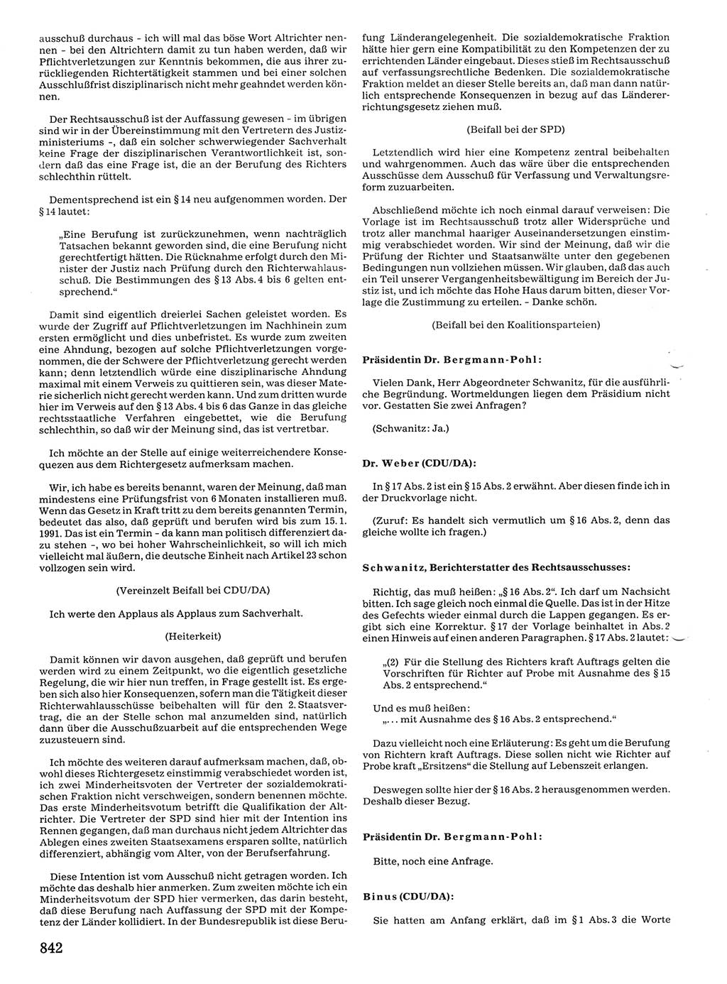 Tagungen der Volkskammer (VK) der Deutschen Demokratischen Republik (DDR), 10. Wahlperiode 1990, Seite 842 (VK. DDR 10. WP. 1990, Prot. Tg. 1-38, 5.4.-2.10.1990, S. 842)