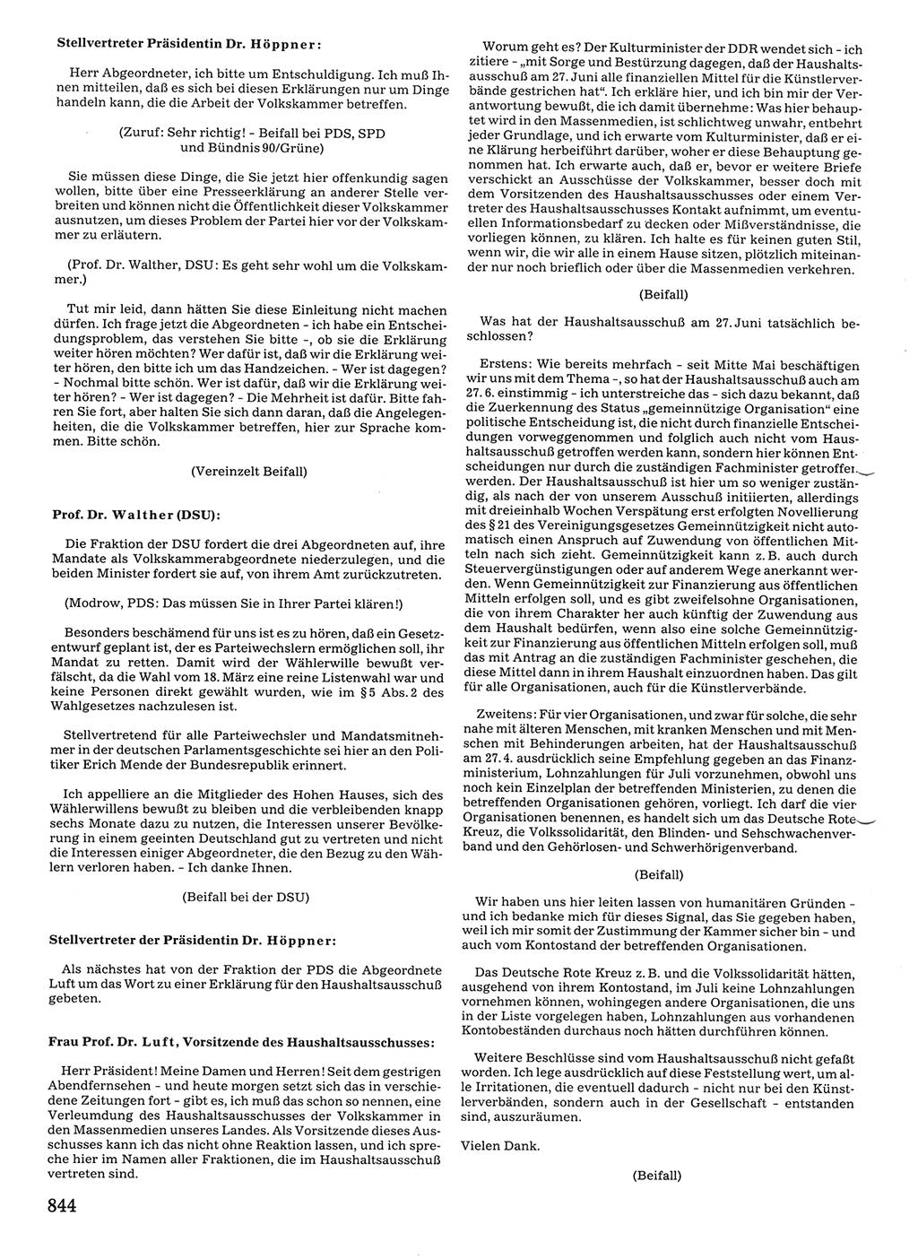 Tagungen der Volkskammer (VK) der Deutschen Demokratischen Republik (DDR), 10. Wahlperiode 1990, Seite 844 (VK. DDR 10. WP. 1990, Prot. Tg. 1-38, 5.4.-2.10.1990, S. 844)