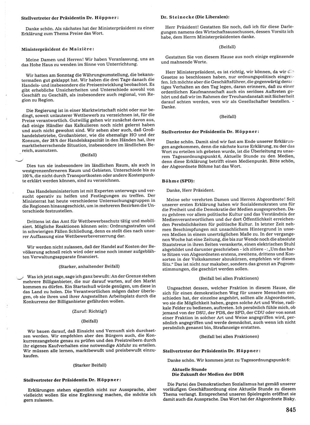 Tagungen der Volkskammer (VK) der Deutschen Demokratischen Republik (DDR), 10. Wahlperiode 1990, Seite 845 (VK. DDR 10. WP. 1990, Prot. Tg. 1-38, 5.4.-2.10.1990, S. 845)