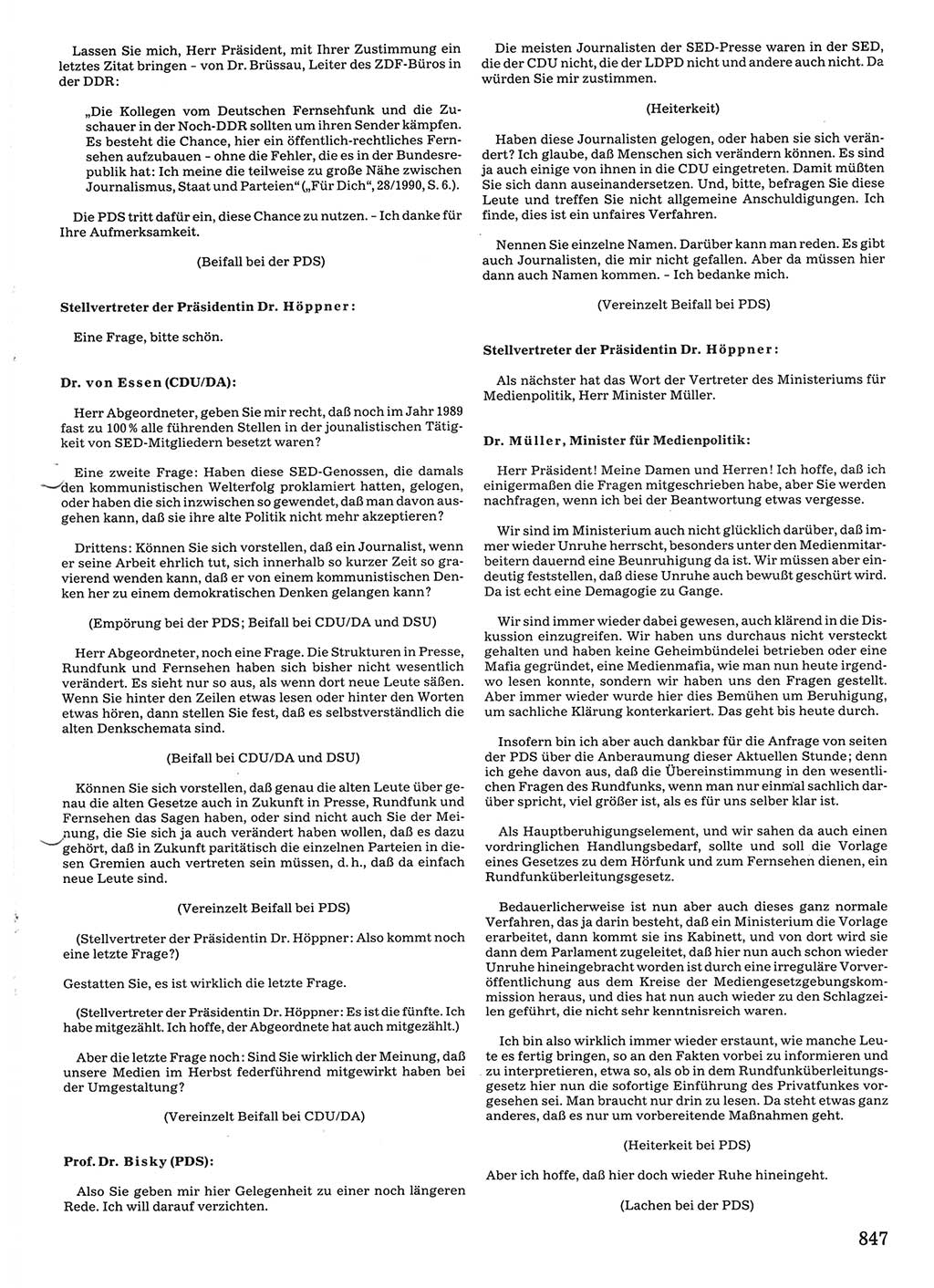 Tagungen der Volkskammer (VK) der Deutschen Demokratischen Republik (DDR), 10. Wahlperiode 1990, Seite 847 (VK. DDR 10. WP. 1990, Prot. Tg. 1-38, 5.4.-2.10.1990, S. 847)