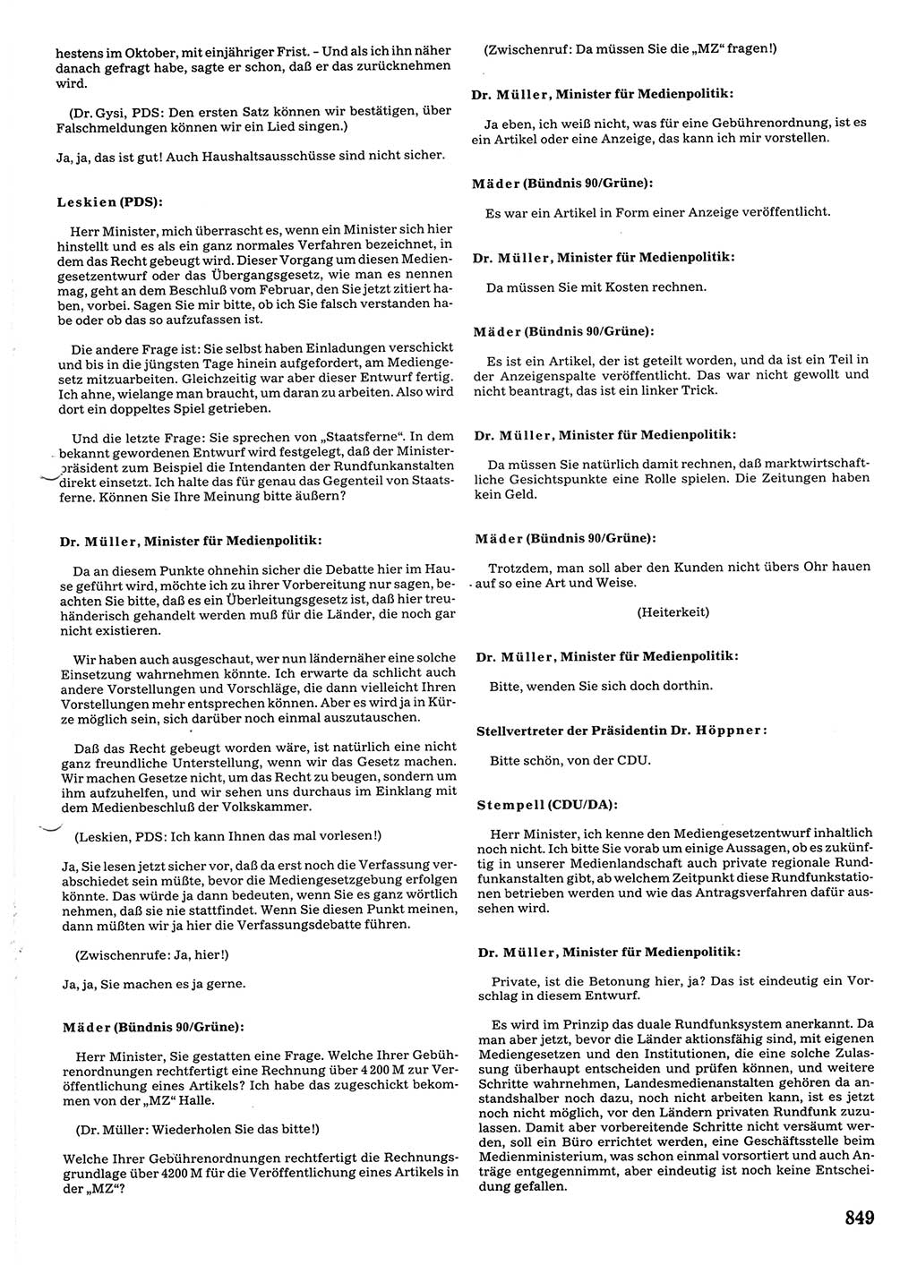 Tagungen der Volkskammer (VK) der Deutschen Demokratischen Republik (DDR), 10. Wahlperiode 1990, Seite 849 (VK. DDR 10. WP. 1990, Prot. Tg. 1-38, 5.4.-2.10.1990, S. 849)