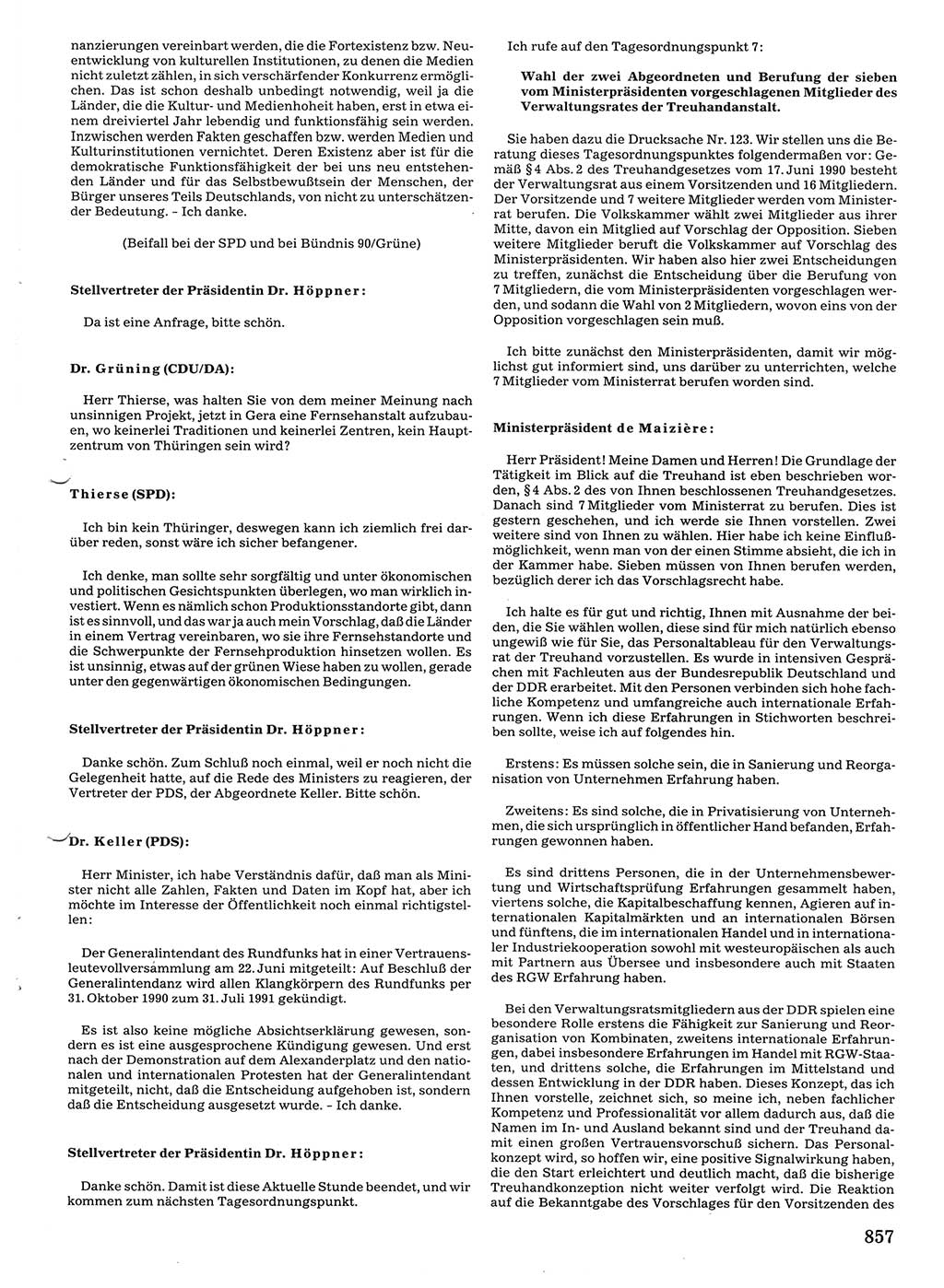 Tagungen der Volkskammer (VK) der Deutschen Demokratischen Republik (DDR), 10. Wahlperiode 1990, Seite 857 (VK. DDR 10. WP. 1990, Prot. Tg. 1-38, 5.4.-2.10.1990, S. 857)